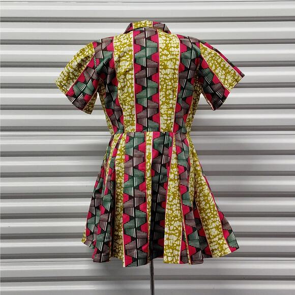 The Oula Company Womens Shirt Dress Small Ankara African Print Bold Artsy Flare - Picture 7 of 10